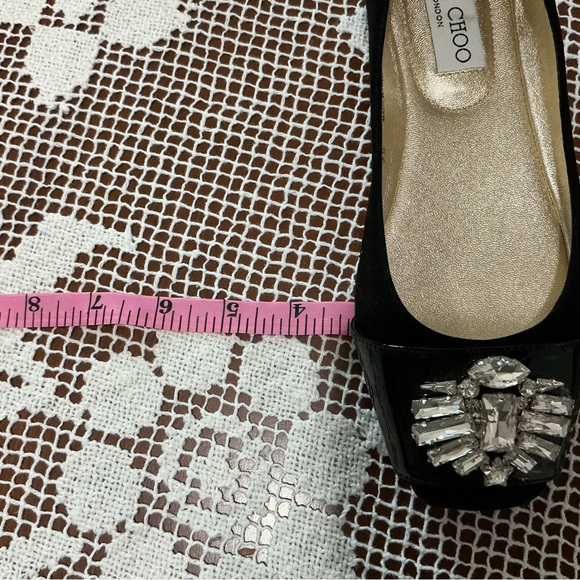 Jimmy Choo Black and Silver Embellished Flats - Picture 9 of 12
